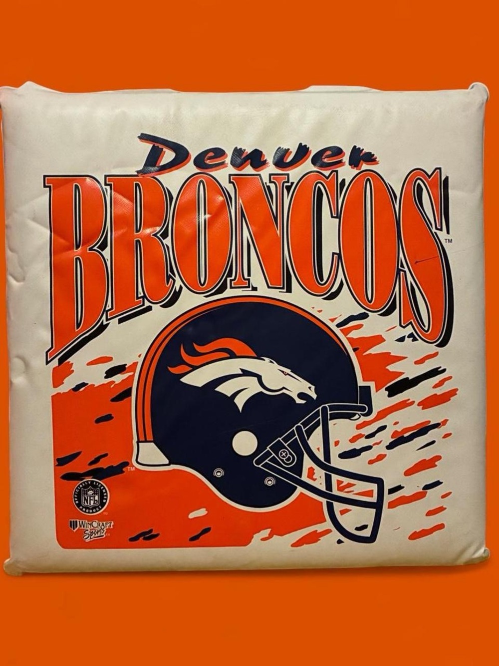 Vintage officially licensed NFL Denver Broncos stadium seat cushion.